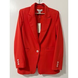Rachel Zoe Red Single Button Blazer Jacket Women Medium NWT Poppy Notched Lapel